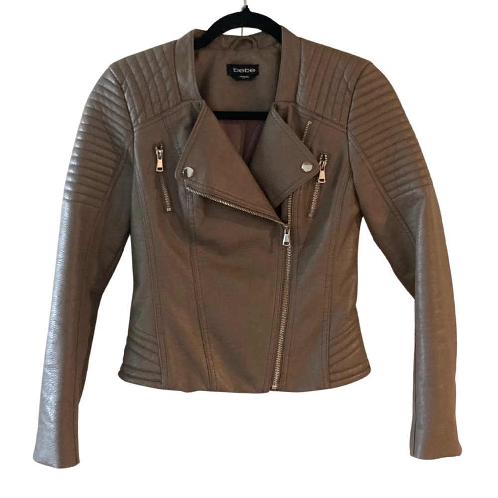 Bebe Taupe Moto Jacket Size XXS